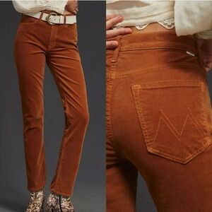MOTHER The Mid Rise Rider Ankle Size 27 Hopscotch Brown Corduroy Pants